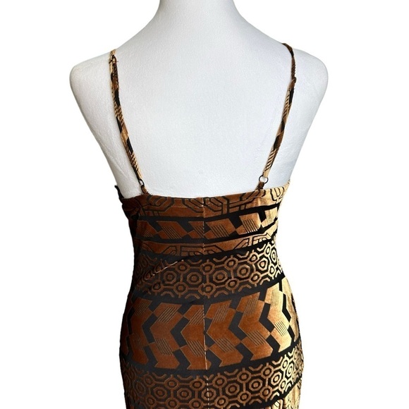 Nicole Miller STUDIO Black/Bronze Burnout Stretch Velvet Slip Dress Size 4 - Picture 9 of 17